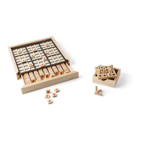 Pine wooden mini Sudoku set Kenza brown | No Branding | not available | not available
