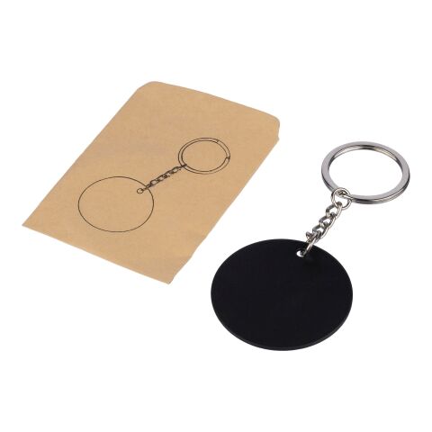 Recycled stainless steel round keychain Risa black | No Branding