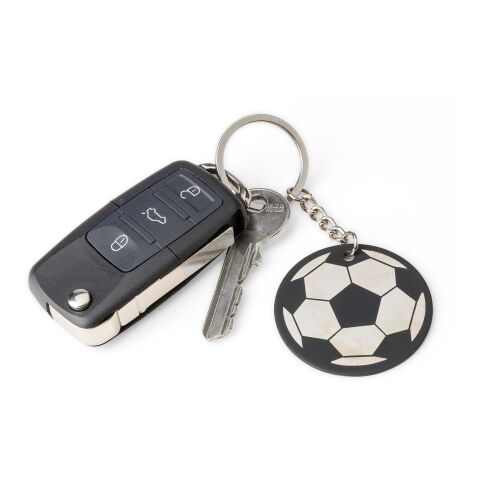 Recycled stainless steel soccer ball keychain Ciro black | No Branding