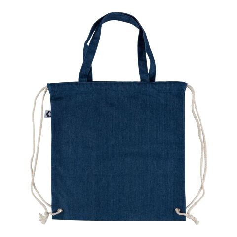 Recycled denim drawstring bag Dex blue | No Branding