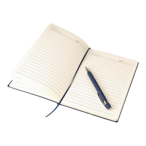 Recycled PU notebook (A5) and ballpen set Tarek grey
