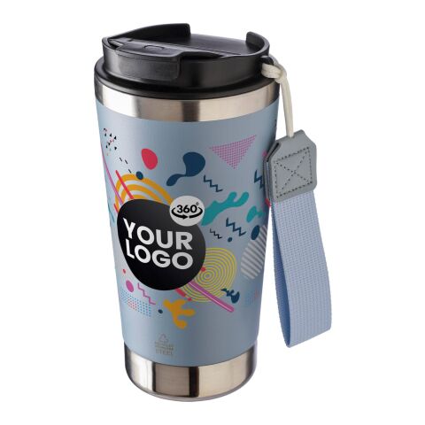 Recycled stainless steel double-walled drinking mug 500 ml Kayla beige