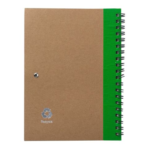 Wire bound notebook with ballpen. Stella green