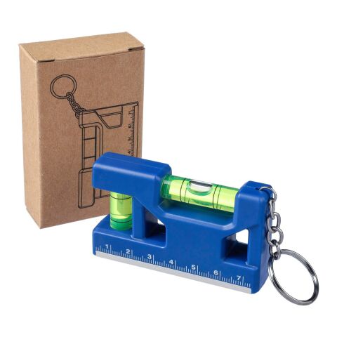 Recycled ABS spirit level keychain Indira cobalt blue