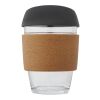 Lidan 360 ml borosilicate glass tumbler with cork grip and silicone lid Solid black | not available