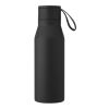 Ljungan 500 ml copper vacuum insulated stainless steel bottle with PU leather strap and lid Standard | Solid black | No Branding | not available | not available