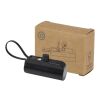 Alnair 5000 mAh 10W recycled plastic Type-C power bank with built-in flip stand and 2-in-1 cable Solid black | not available