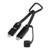 Algieba 65W 3-in-1 recycled aluminium charging cable with carabiner Solid black