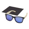 Taiyō rPET/bamboo mirrored polarized sunglasses in gift box Standard | Brown | 1-color Pad Print | left temple | 50 mm x 7 mm