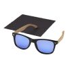 Hiru rPET/wood mirrored polarized sunglasses in gift box Standard | Brown | 1-color Pad Print | left temple | 50 mm x 7 mm