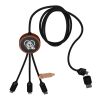 SCX.design C37 3-in-1 rPET light-up logo charging cable with round wooden casing Wood | Not applicable | No Branding | not available | not available