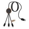 SCX.design C36 3-in-1 rPET light-up logo extended charging cable with round bamboo casing Wood | No Branding | not available | not available