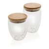 Double wall borosilicate glass with bamboo lid 350ml 2pc set White | No Branding | not available | not available