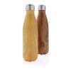Vacuum insulated ss bottle with wood print yellow | No Branding | not available | not available