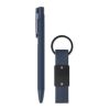 Ball pen & PU Keyring set blue