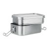 Stainless steel lunch box with  2 compartments matt silver | No Branding | not available | not available | not available