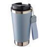 Recycled stainless steel double-walled drinking mug 500 ml Kayla beige | No Branding | not available | not available