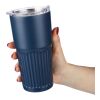 Recycled stainless steel double-walled drinking mug (500 ml) Kael blue | No Branding | not available | not available