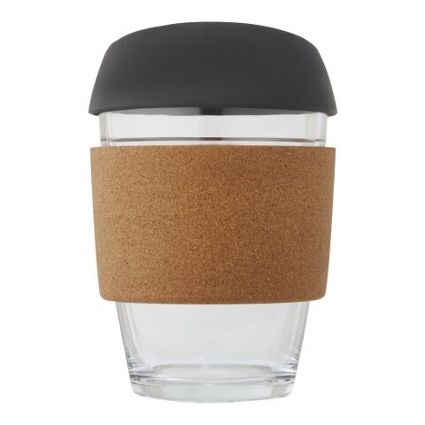 Lidan 360 ml borosilicate glass tumbler with cork grip and silicone lid Solid black | not available