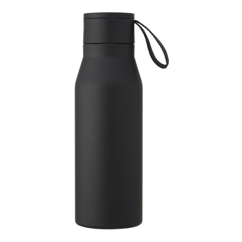 Ljungan 500 ml copper vacuum insulated stainless steel bottle with PU leather strap and lid Standard | Solid black | No Branding | not available | not available
