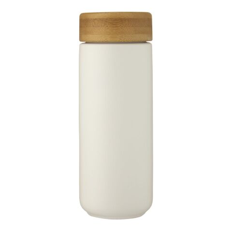 Lumi 300 ml ceramic tumbler with bamboo lid Standard | White | No Branding | not available | not available
