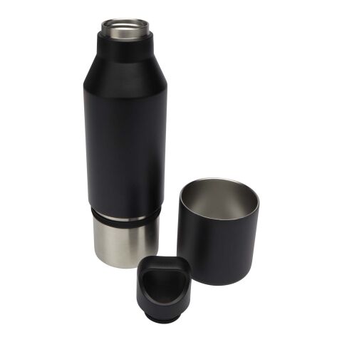 Odessy 600 ml RCS certified recycled stainless steel insulated bottle with 300 ml cup Standard | Solid black | not available | No Branding | not available | not available