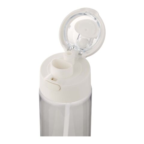 Theron 700 ml RCS recycled plastic water bottle with dual function lid and flip straw White