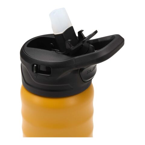 Knox 350 ml RCS recycled double wall stainless steel sport bottle with flip straw Yellow