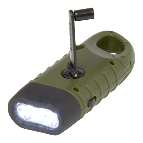 Helios recycled plastic solar dynamo flashlight with carabiner Standard | Army green | No Branding | not available | not available