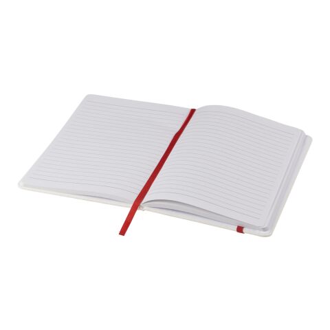 Spectrum A5 white notebook with coloured strap Standard | White-Red | not available | No Branding | not available | not available | not available