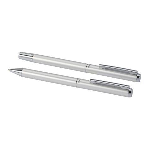 Lucetto recycled aluminium ballpoint and rollerball pen gift set Standard | Silver | not available | No Branding | not available | not available