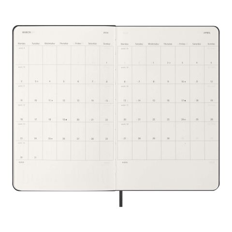 Moleskine hard cover 12 month L weekly planner vertical Standard | Black | No Branding | not available | not available