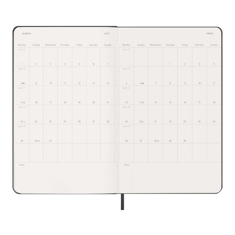 Moleskine hard cover 12 month L weekly planner vertical Standard | Solid black | not available | No Branding | not available | not available