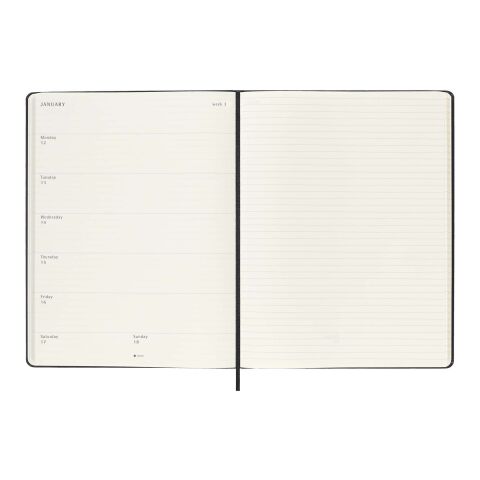 Moleskine hard cover 12 month XL weekly planner Standard | Solid black | not available | No Branding | not available | not available