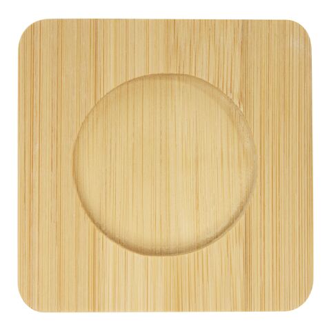 Manti 2-piece 100 ml double-wall glass cup with bamboo coaster Standard | White-Natural | Not applicable | No Branding | not available | not available