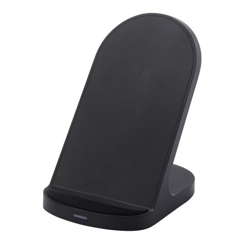 Loop 15W dual coil RCS recycled plastic wireless charging stand Standard | Solid black | No Branding | not available | not available