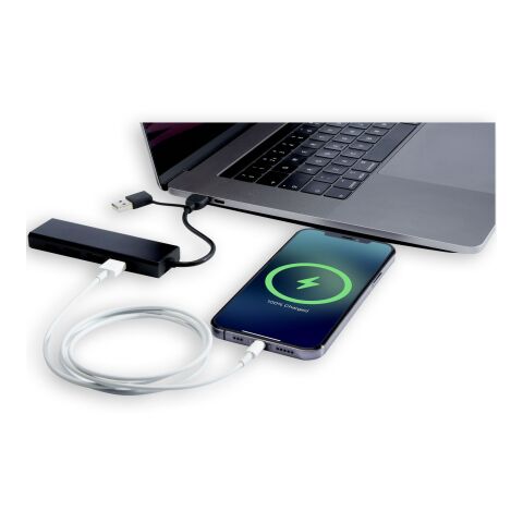 Rise RCS recycled aluminium USB 2.0 hub Standard | Solid black | No Branding | not available | not available