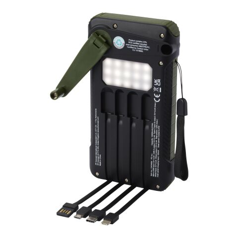 Soldy 10.000 mAh RCS recycled plastic solar dynamo power bank Standard | Army green | No Branding | not available | not available