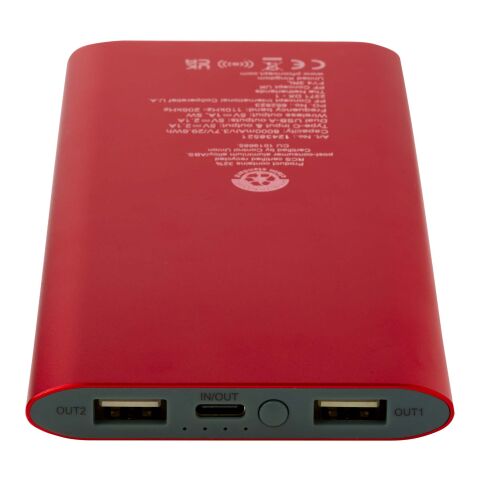 Juice 8000 mAh Type-C recycled aluminium wireless power bank Standard | Red | Not applicable | No Branding | not available | not available