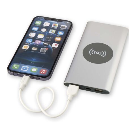 Juice 8000 mAh Type-C recycled aluminium wireless power bank Standard | Silver | not available | No Branding | not available | not available