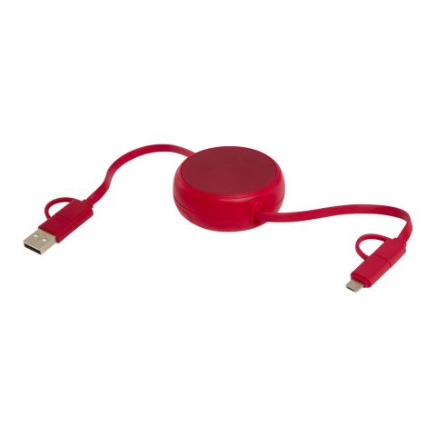 Alasia 5-in-1 100 cm recycled plastic and aluminium retractable data sync and 45W fast charge cable Red | not available