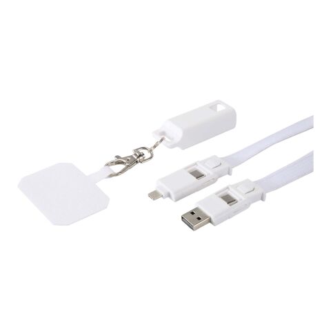 Franz recycled plastic smartphone lanyard with built-in data sync and 65W fast charge 5-in-1 cable Standard | white | No Branding | not available | not available | not available