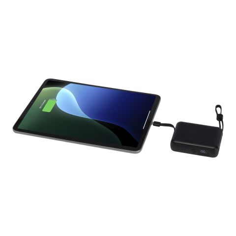 Acrux 10.000 mAh 35W tablet power bank with built in Type-C cable - made from recycled plastic Standard | Solid black | not available | No Branding | not available | not available
