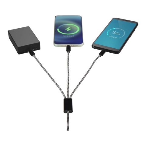 Alphecca recycled aluminium and RPET 5-in-1 charging cable  Solid black