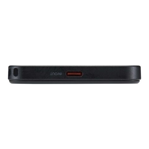 SMART 5000 mAh recycled plastic magnetic power bank with lanyard Solid black
