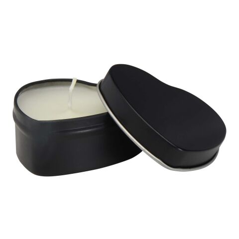 Blissful heart-shaped tin candle with vanilla aroma Standard | Solid black | No Branding | not available | not available