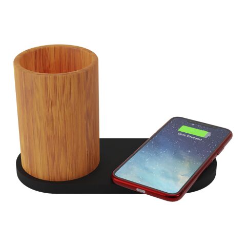 SCX.design W17 10W light-up logo wireless charging pad with pen holder Wood-Solid black | No Branding | not available | not available