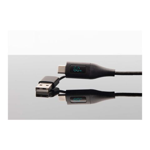 SCX.design C51 60W 5-in-1 rPET fast charging cable with display Black | No Branding | not available | not available