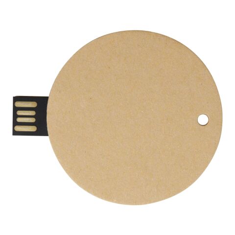 Round recycled paper USB 2.0 Kraft brown | No Branding | not available | not available | 1 GB