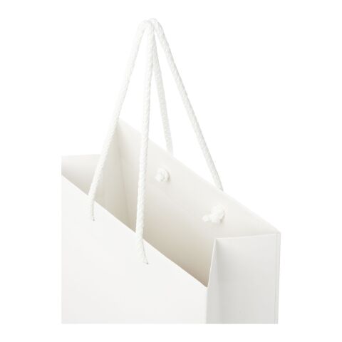 Handmade 170 g/m2 integra paper bag with plastic handles - medium white | No Branding | not available | not available